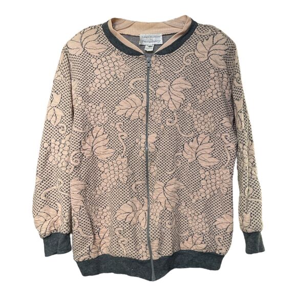 Vintage Leigh Karmitz for Periphery Pink Gray Zip Cardigan Sweater Sz Small - Picture 1 of 5